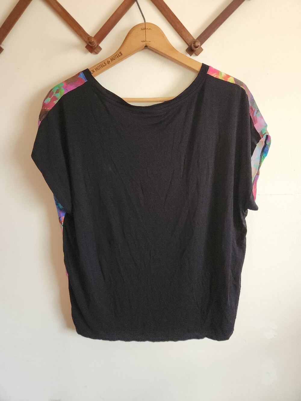 Desigual Multicolor Floral V-Neck Short Cap Sleeve Tee Viscose X Large - Picture 6 of 6